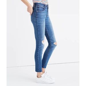 Madewell Sz 28 Skinny Jean 9” High Rise Ankle Crop Distressed Raw Hem G1421